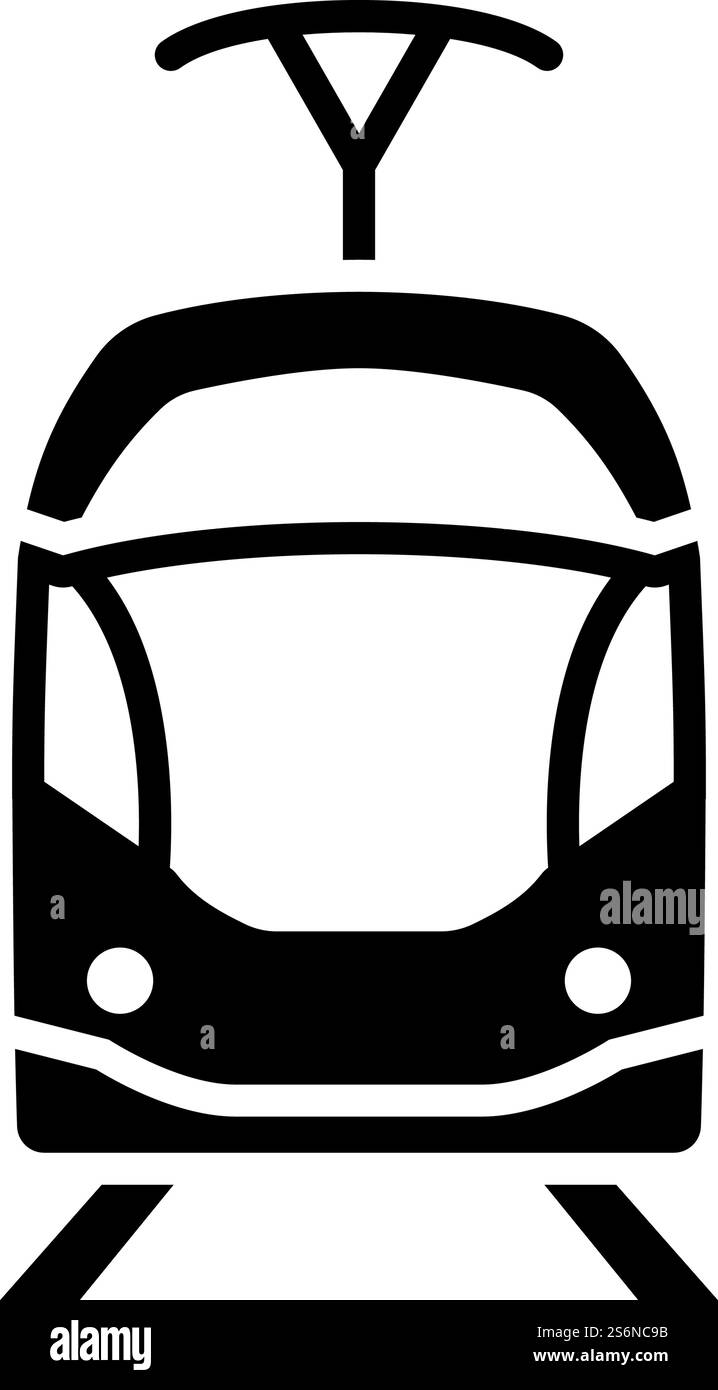 Icona del tram. Design a matita nero. Illustrazione vettoriale. Illustrazione Vettoriale