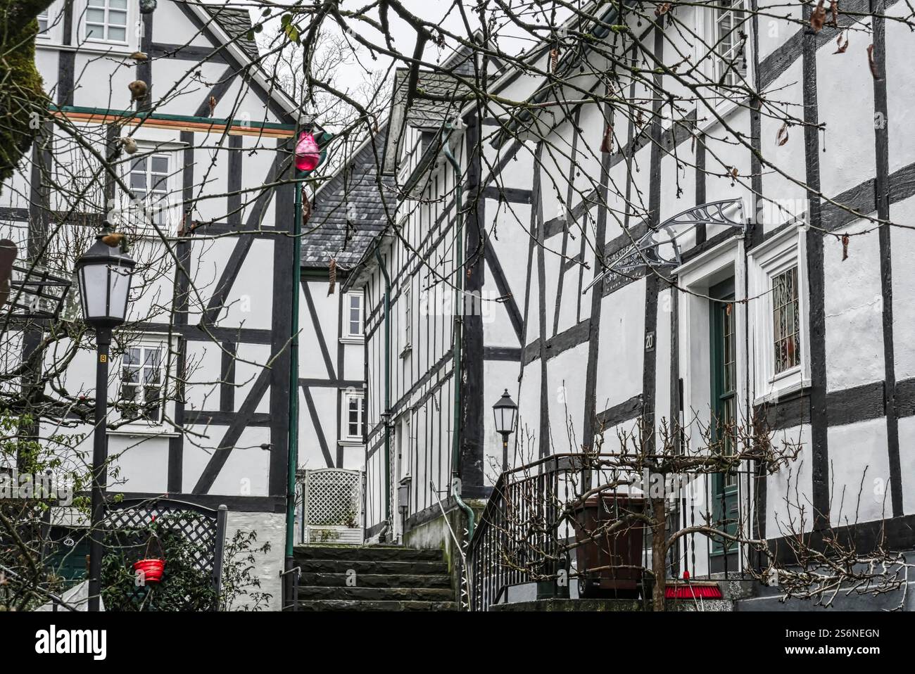 Storiche case in legno nella splendida città vecchia di Freudenberg Foto Stock