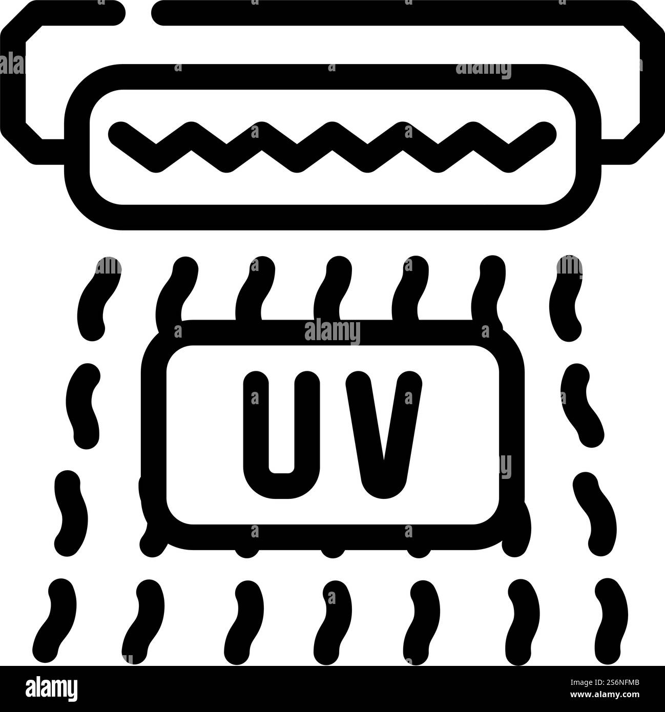 vettore dell'icona a linea delle onde ultraviolette. segni delle onde ultraviolette. illustrazione nera del simbolo del contorno isolato. illustrazione vettoriale dell'icona della linea delle onde ultraviolette Illustrazione Vettoriale