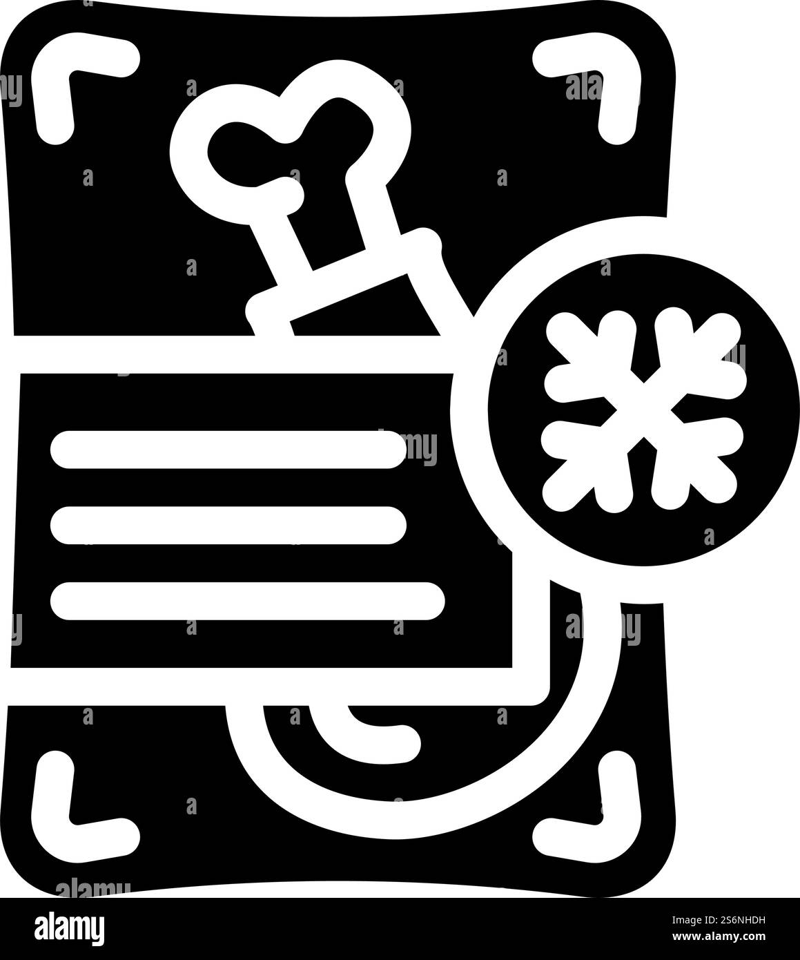 carne di pollo carne surgelata alimento glifo vettore icona. segnale di cibo congelato a base di carne di pollo. illustrazione nera del simbolo del contorno isolato. illustrazione vettoriale dell'icona del glifo di carne di pollo surgelata Illustrazione Vettoriale