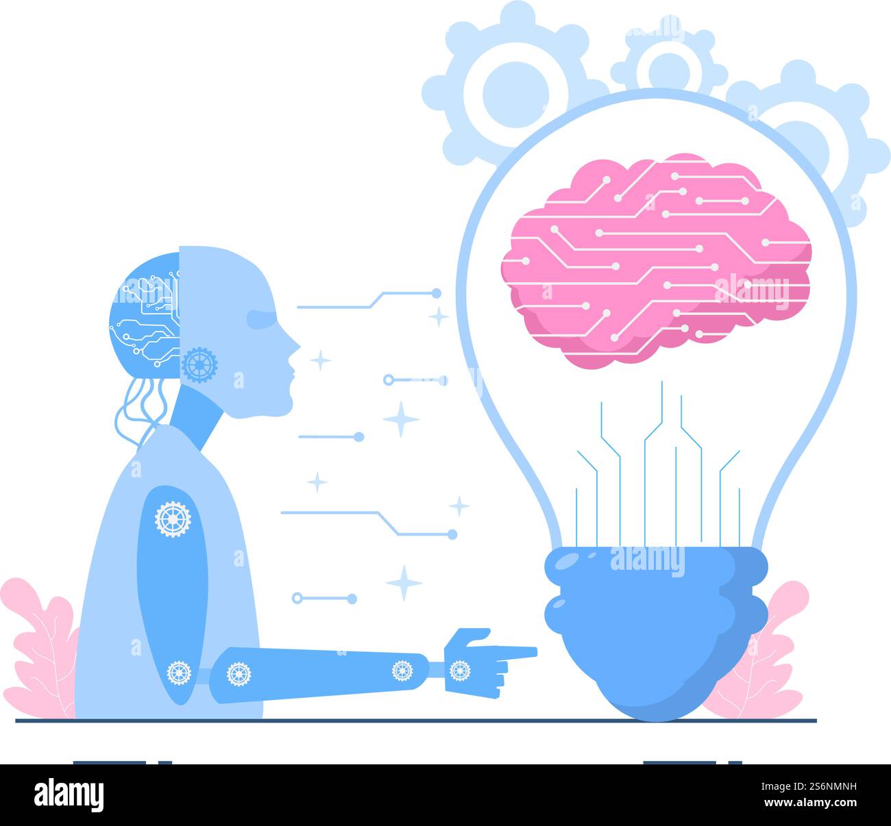 Intelligenza artificiale Digital Brain Technology and Engineering Concept with Programmer Data or Systems che possono essere impostati in un contesto scientifico. Illustrazione vettoriale Illustrazione Vettoriale