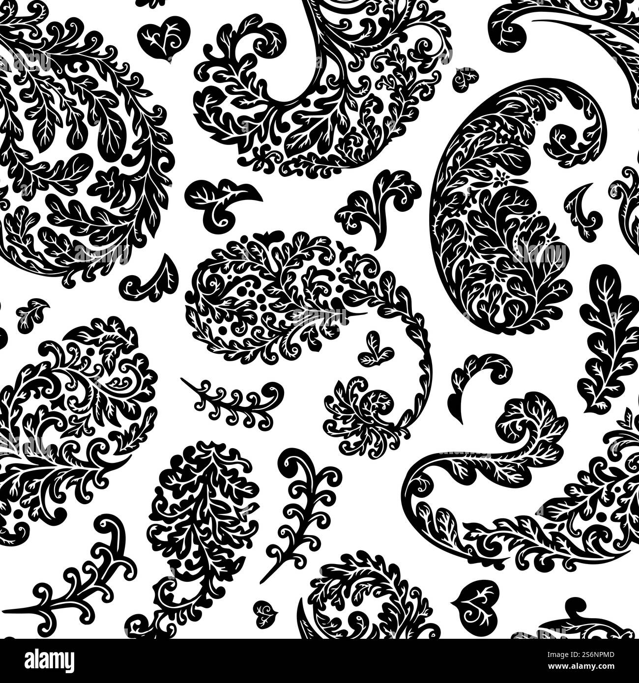 Motivi floreali senza cuciture, fogliame e foglie di piante. Sfondo o stampa con botanica esotica e tropicale. Rami fiorenti, foglie monocromatiche incolore e fiori, vettoriali in stile piatto. Fogliame naturale e vegetazione vegetale senza cuciture Illustrazione Vettoriale