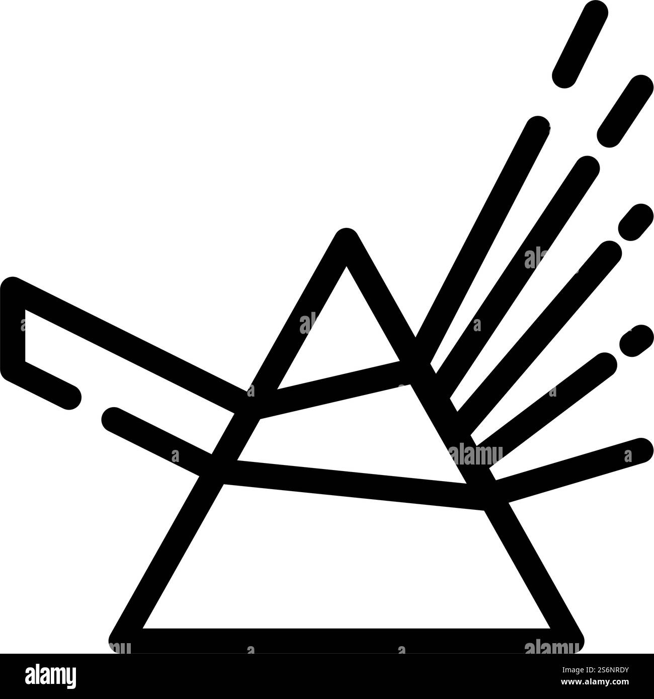 vettore dell'icona della linea luminosa del prisma. segnale luminoso prism. illustrazione nera del simbolo del contorno isolato. illustrazione vettoriale dell'icona della linea luminosa del prisma Illustrazione Vettoriale