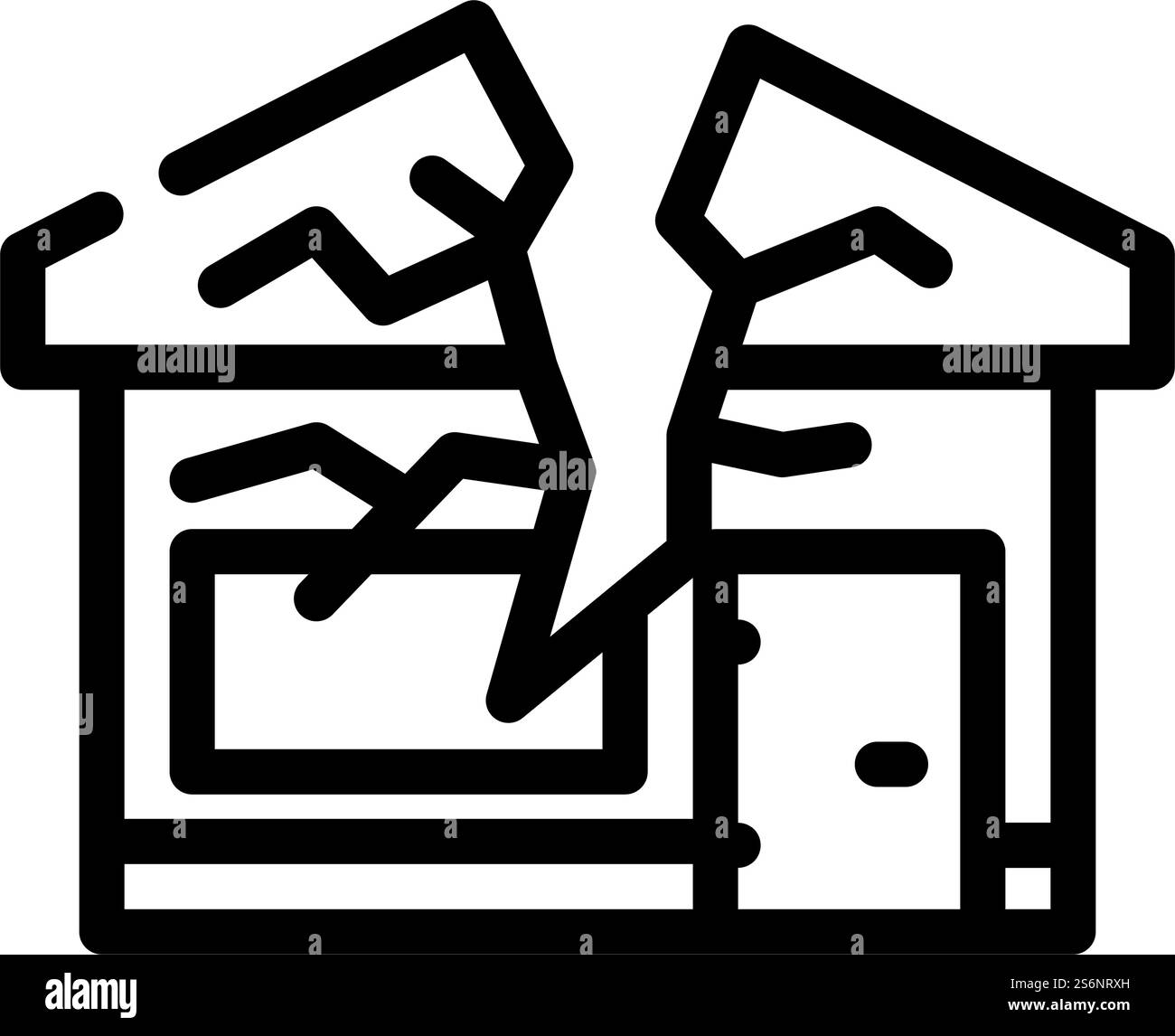 vettore icona linea casa bloccato. cartello della casa caduto. illustrazione nera del simbolo del contorno isolato. illustrazione vettoriale dell'icona della linea della casa bloccata Illustrazione Vettoriale