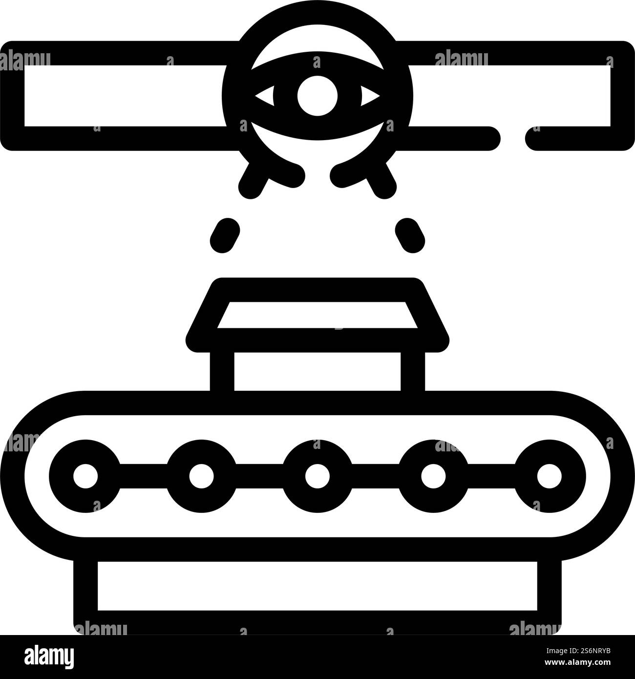 vettore icona linea di controllo produzione. segnale di controllo della produzione. illustrazione nera del simbolo del contorno isolato. illustrazione vettoriale dell'icona della linea di controllo della produzione Illustrazione Vettoriale