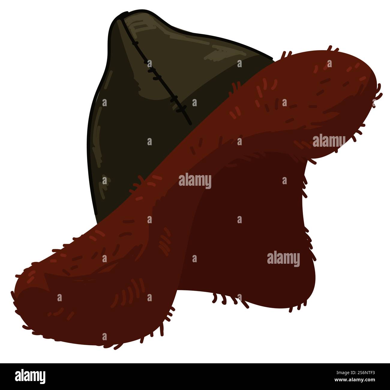 Copricapo vecchio stile usato in tempi antichi dalle orde d'oro. Cappello di pelliccia mongola che protegge la testa da temperature selvagge e fredde. Abbigliamento storico e design folk. Vettore in stile piatto. Tradizionale cappello in pelliccia mongola, copricapo antico Illustrazione Vettoriale