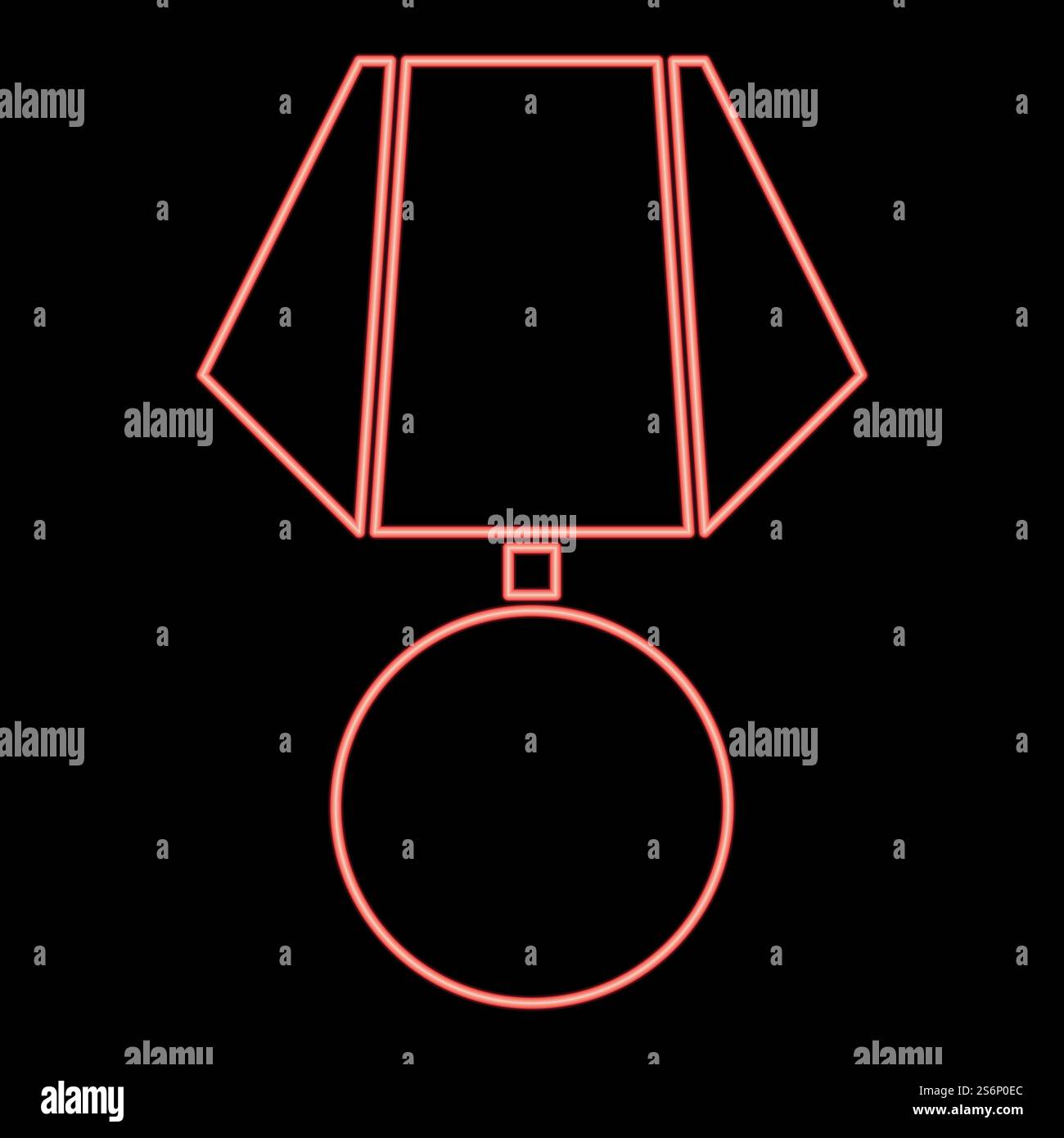 Illustrazione vettoriale rosso con medaglia al neon immagine chiara in stile piatto. Illustrazione vettoriale rossa con medaglia al neon immagine piatta Illustrazione Vettoriale