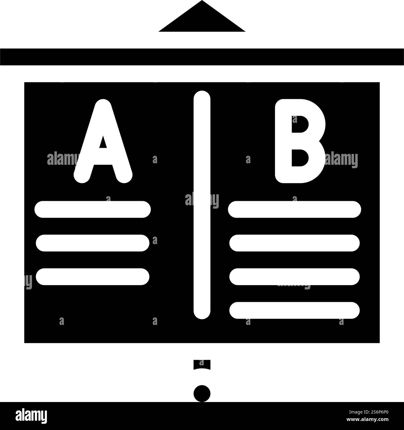 presentazione del vettore di icone glifi di business intelligence. cartello di presentazione di business intelligence. illustrazione nera del simbolo del contorno isolato. illustrazione vettoriale dell'icona glifo di business intelligence Illustrazione Vettoriale