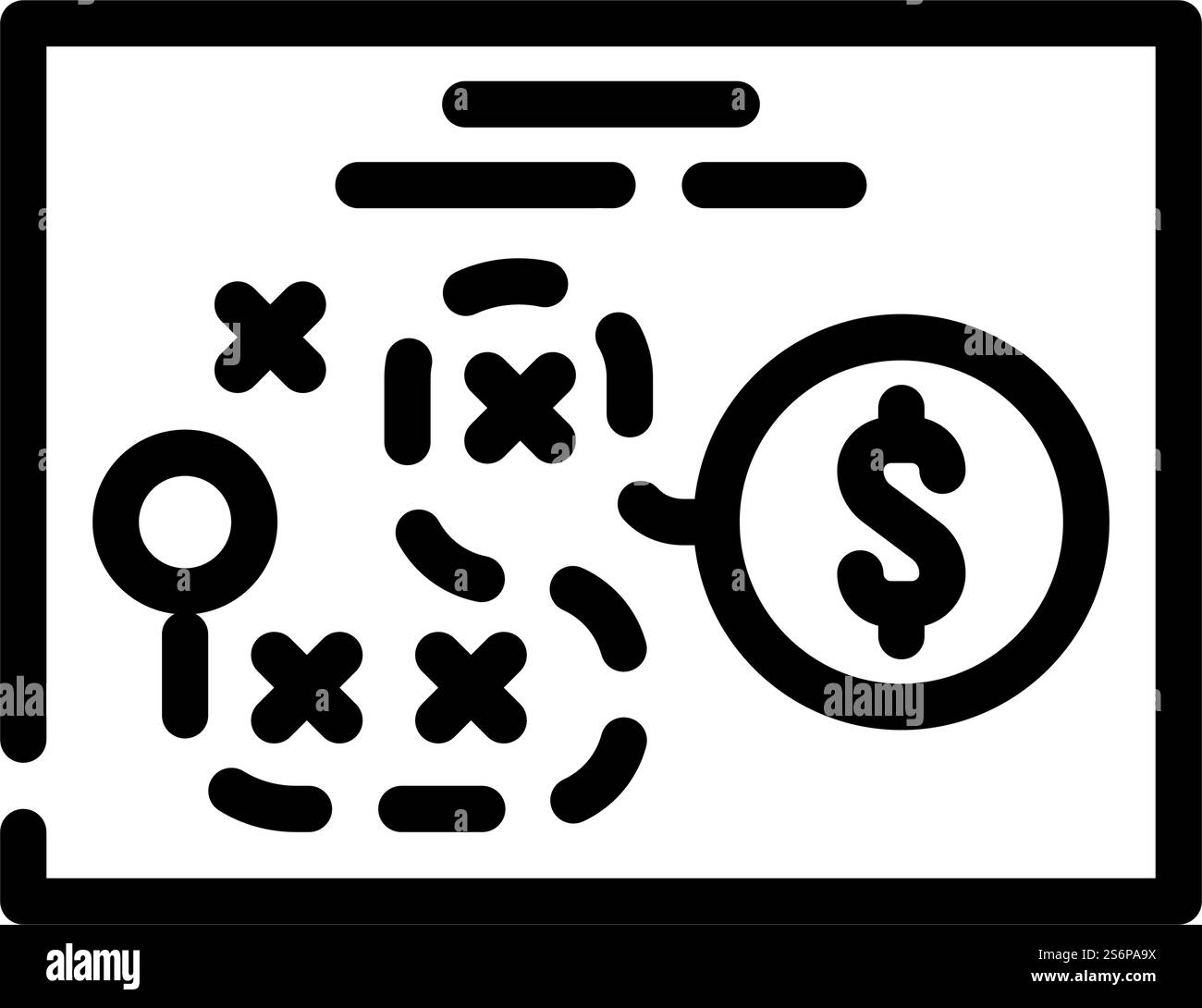 vettore strategico delle icone della linea di business intelligence. segnale strategico di business intelligence. illustrazione nera del simbolo del contorno isolato. illustrazione vettoriale dell'icona della linea di business intelligence strategica Illustrazione Vettoriale