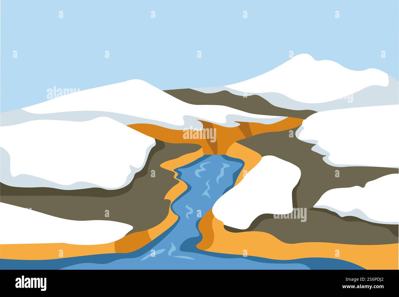 La stagione varia dall'inverno alla primavera, sciogliendo la neve e scongelando in primavera. Paesaggio con ghiaccio e fiume che scorre, scenario naturale con clima gelido e freddo. Parco o fauna selvatica. Vettore in stile piatto. Stagione primaverile, neve che scioglie e cambiamenti climatici Illustrazione Vettoriale La stagione varia dall'inverno alla primavera, sciogliendo la neve e scongelando in primavera. Paesaggio con ghiaccio e fiume che scorre, scenario naturale con clima gelido e freddo. Parco o fauna selvatica. Vettore in stile piatto. Stagione primaverile, neve che scioglie e cambiamenti climatici Illustrazione Vettoriale