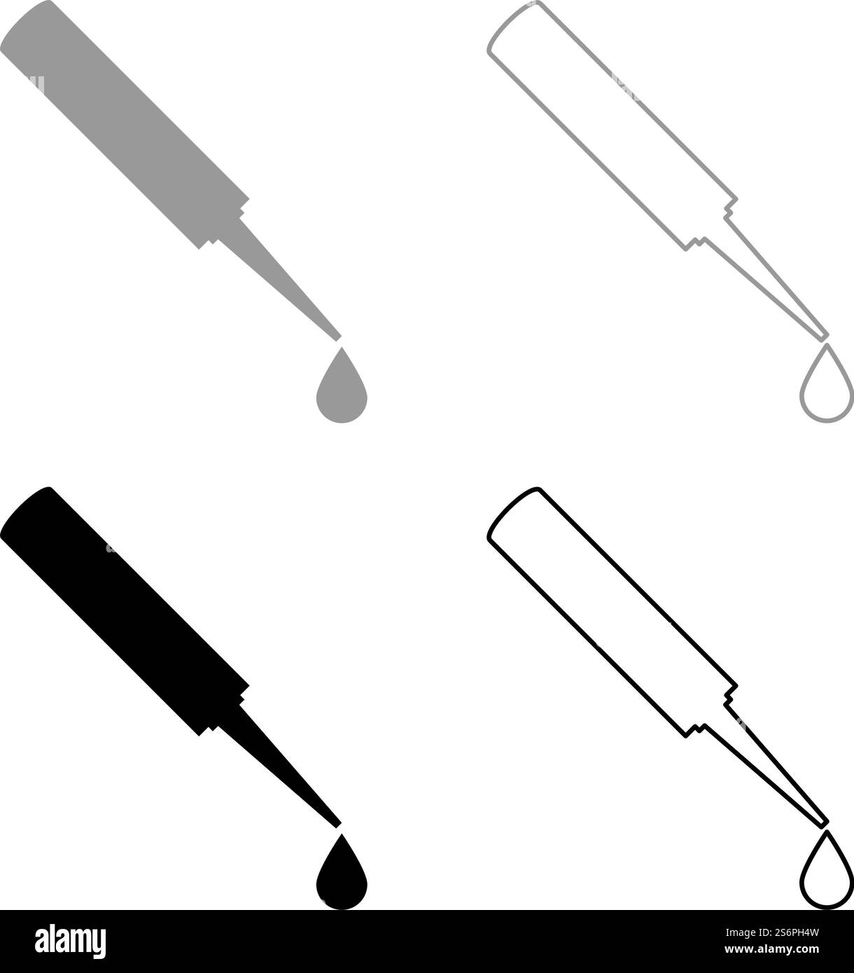 Colla con goccia Set silicone icona grigio colore nero immagine vettoriale semplice stile piatto contorno pieno linea sottile. Colla con set silicone goccia icona grigio colore nero immagine vettoriale stile piatto contorno riempimento solido linea sottile Illustrazione Vettoriale