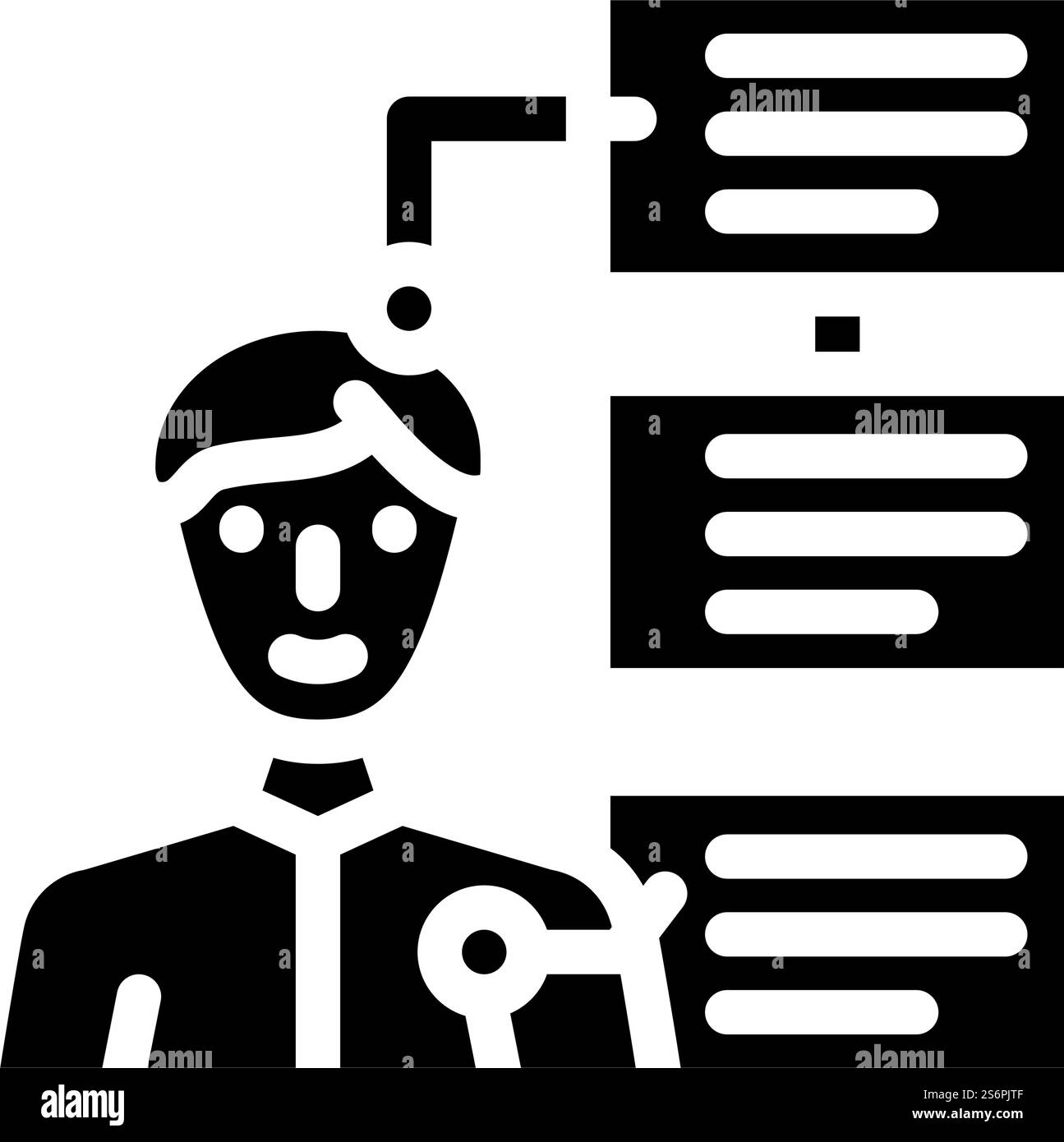 vettore icona glifo di business intelligence del cliente. firma della business intelligence del cliente. illustrazione nera del simbolo del contorno isolato. illustrazione vettoriale dell'icona glifo di business intelligence del cliente Illustrazione Vettoriale