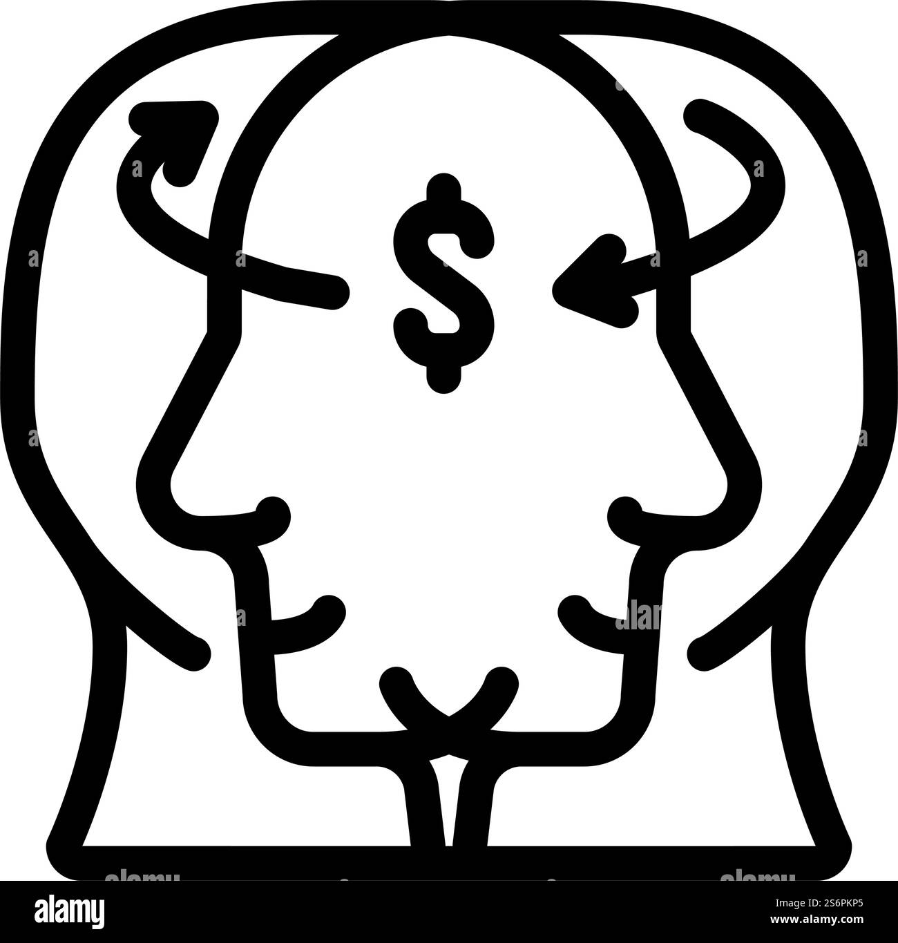 condivisione di pensieri consulente aziendale, icona vettoriale della linea. condivisione dei pensieri firma del consulente aziendale. illustrazione nera del simbolo del contorno isolato. illustrazione vettoriale dell'icona della linea dei consulenti aziendali Illustrazione Vettoriale