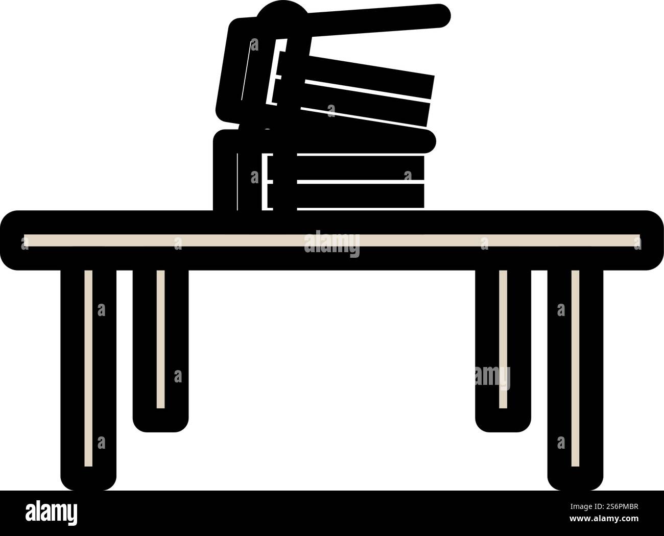 Icona Tabella basso di Office. Contorno grassetto modificabile con disegno riempimento colore. Illustrazione vettoriale. Illustrazione Vettoriale