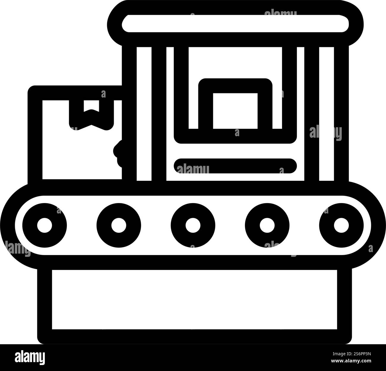 vettore icona linea convogliatore. segnale linea convogliatore. illustrazione nera del simbolo del contorno isolato. illustrazione vettoriale dell'icona della linea del convogliatore Illustrazione Vettoriale