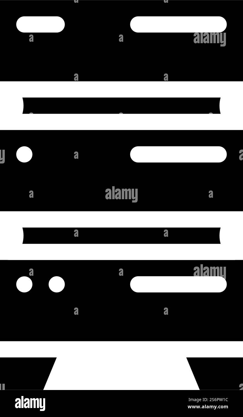 server per data center per il vettore delle icone dei glifi dei file di storage. firma del server del data center per il file di storage. illustrazione nera del simbolo del contorno isolato. immagine vettoriale dell'icona del glifo del file di storage sul server del data center Illustrazione Vettoriale