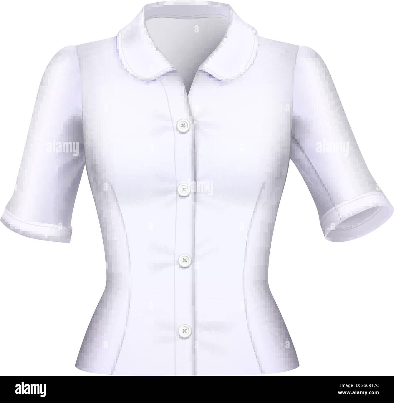 Camicia da donna mock-up. Blusa di design alla moda. vettore realistico 3d. Camicia da donna mock-up Illustrazione Vettoriale