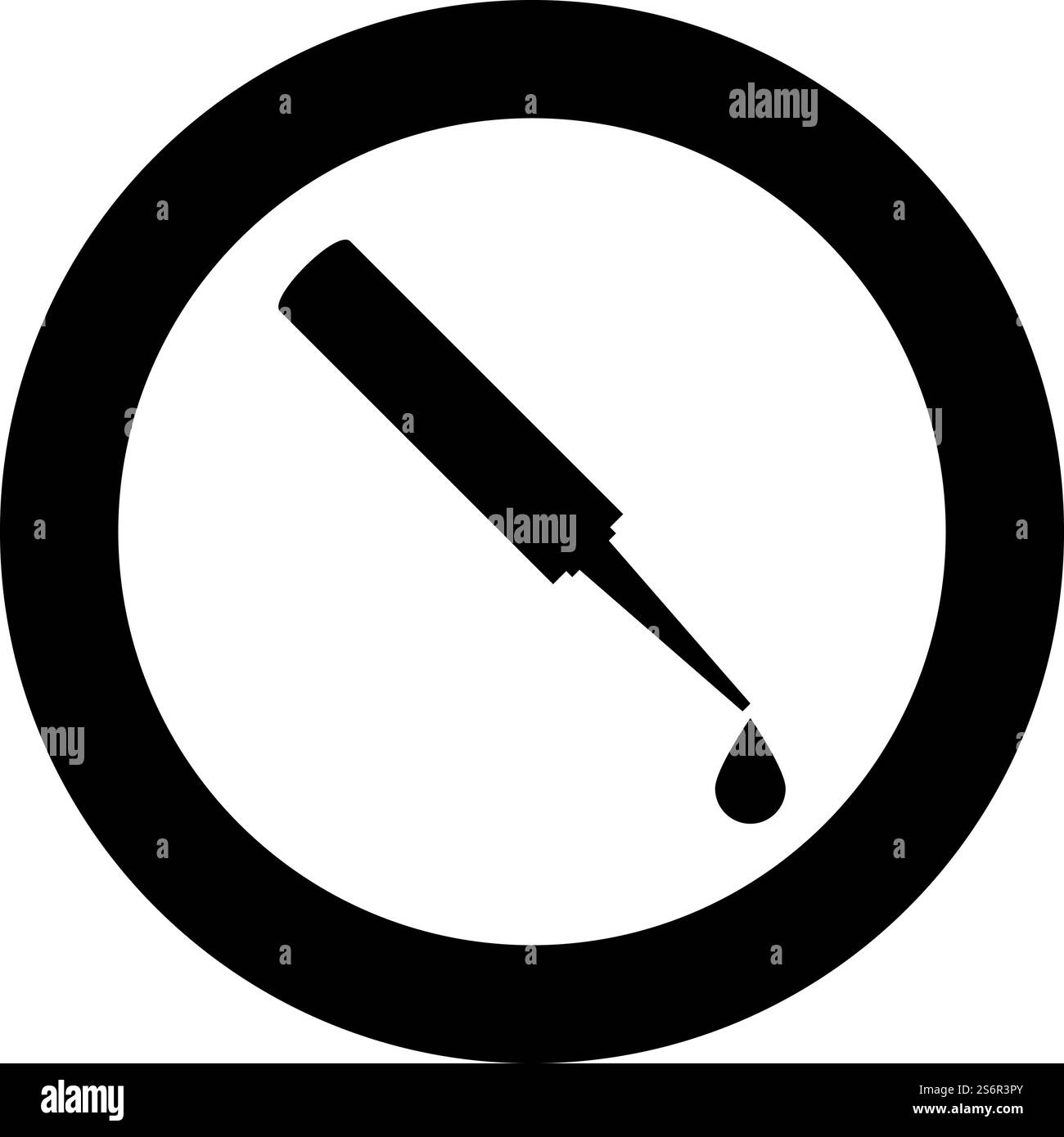 Incolla con goccia silicone in cerchio colore nero vettoriale immagine immagine contorno solido stile semplice. Incolla con goccia di silicone in un cerchio di colore nero vettoriale immagine immagine con contorno pieno Illustrazione Vettoriale