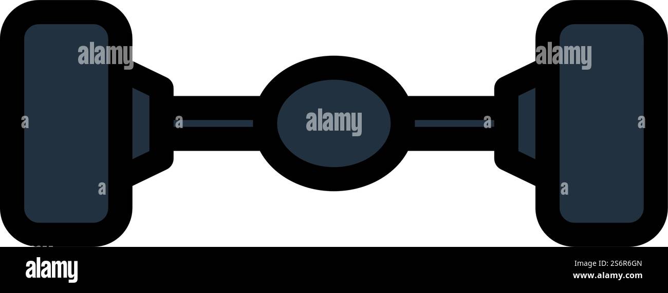 Icona dell'assale posteriore della vettura. Contorno grassetto modificabile con disegno di riempimento a colori. Illustrazione vettoriale. Illustrazione Vettoriale