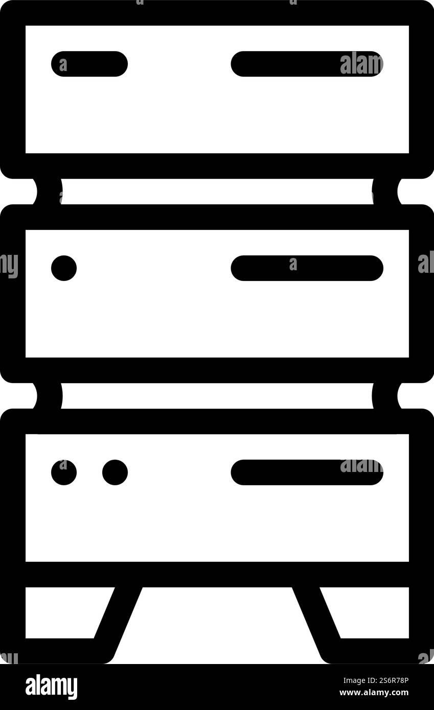 server del data center per il vettore dell'icona della riga dei file di storage. firma del server del data center per il file di storage. illustrazione nera del simbolo del contorno isolato. illustrazione vettoriale dell'icona del server del data center per la riga del file di storage Illustrazione Vettoriale