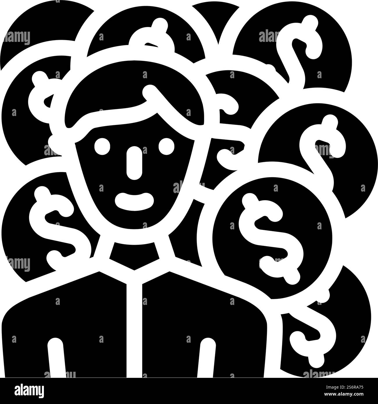 vettore icona glifo manager che guadagna denaro. firma del manager che guadagna denaro. illustrazione nera del simbolo del contorno isolato. illustrazione vettoriale dell'icona glifo del manager che guadagna denaro Illustrazione Vettoriale