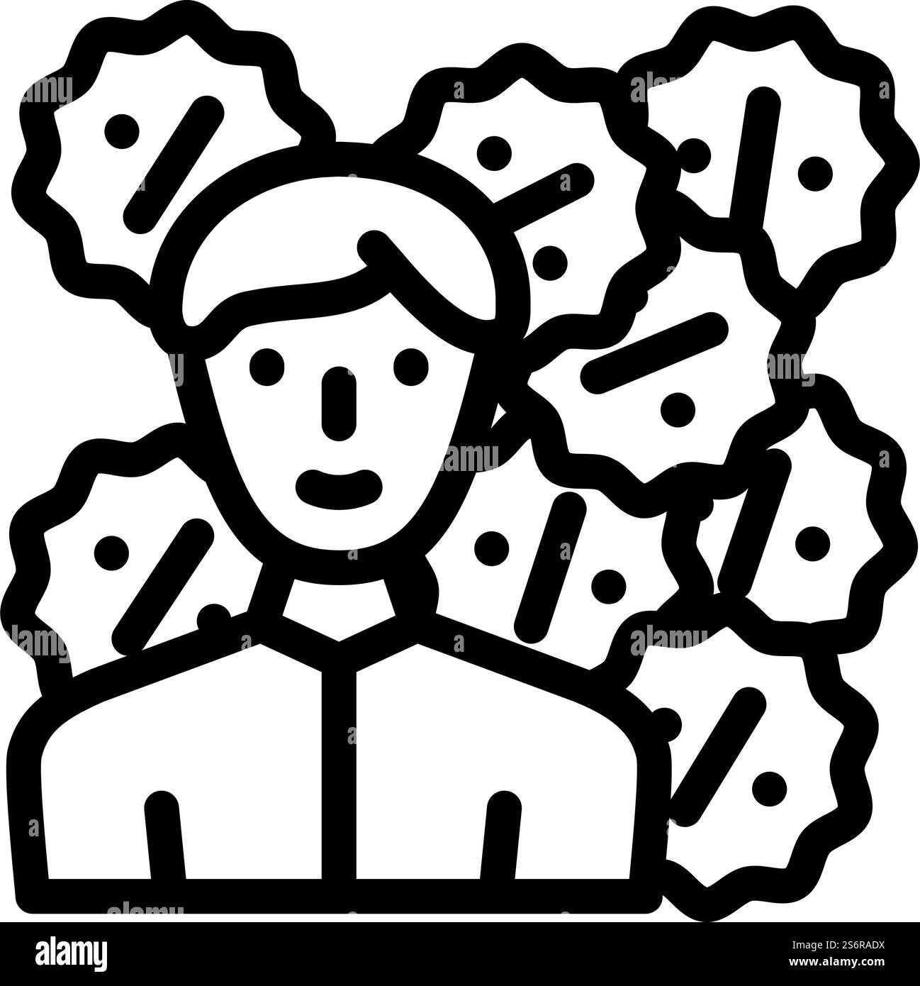 sconti sull'icona vettoriale della linea di vendita. firma sconti sulle vendite. illustrazione nera del simbolo del contorno isolato. illustrazione vettoriale dell'icona della linea di vendita Illustrazione Vettoriale