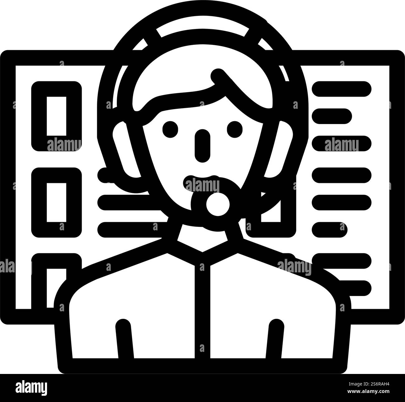 vettore dell'icona della linea di lavoro del call center. firma del dipendente del call center. illustrazione nera del simbolo del contorno isolato. illustrazione vettoriale dell'icona della linea di lavoro del call center Illustrazione Vettoriale