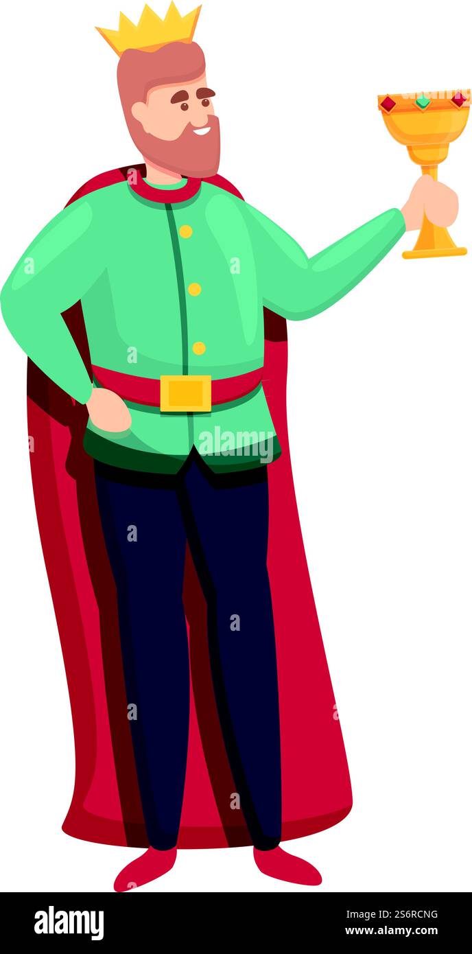 Vettoriale cartoni animati con icona del re medievale. Uomo di storia. Il carattere del trono del re. Vettoriale cartoni animati con icona del re medievale. Uomo di storia Illustrazione Vettoriale