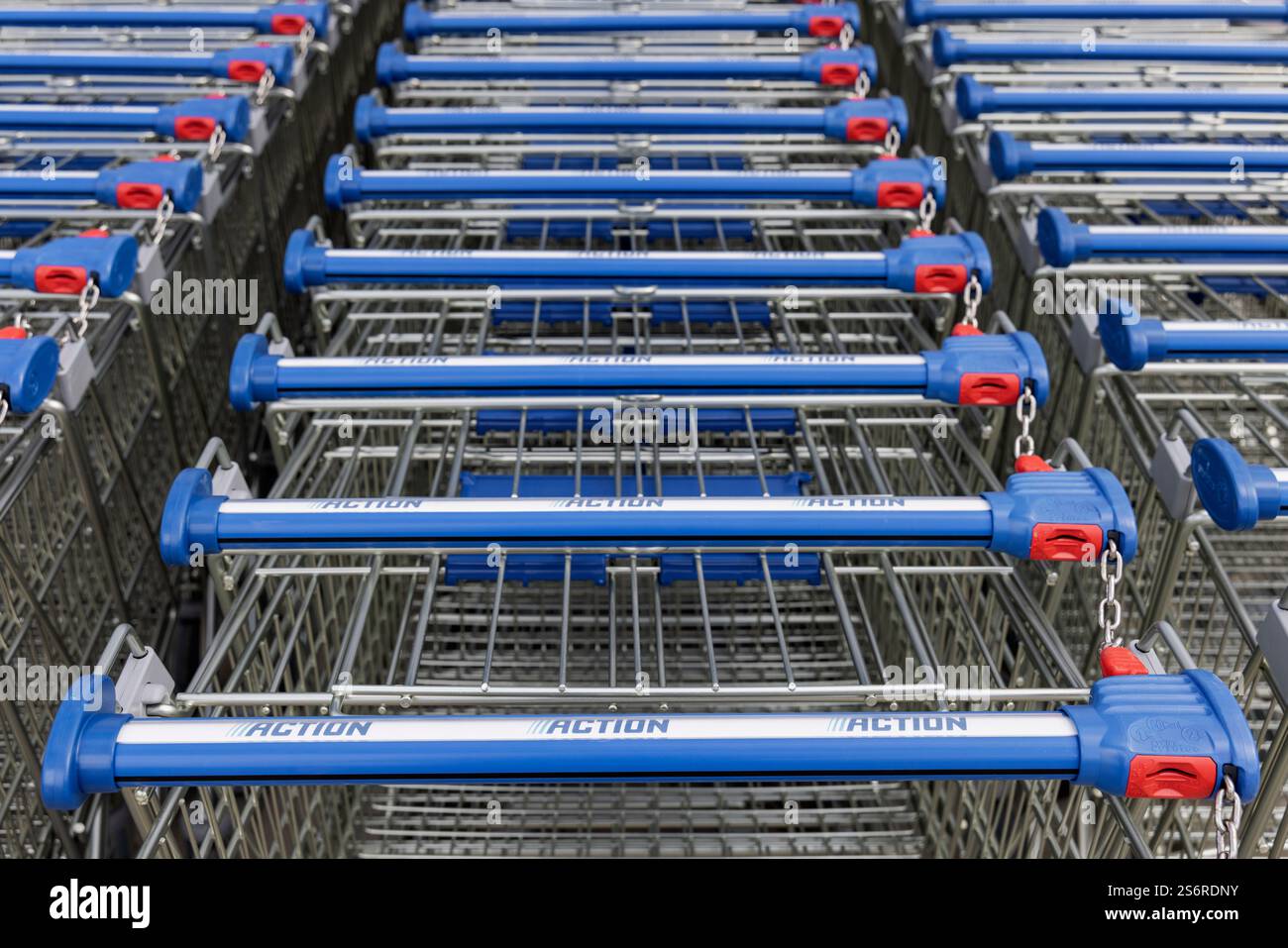 Carrello di un negozio "Action", dettaglio, Flutstraße, Wilhelmshaven, bassa Sassonia, Germania Foto Stock