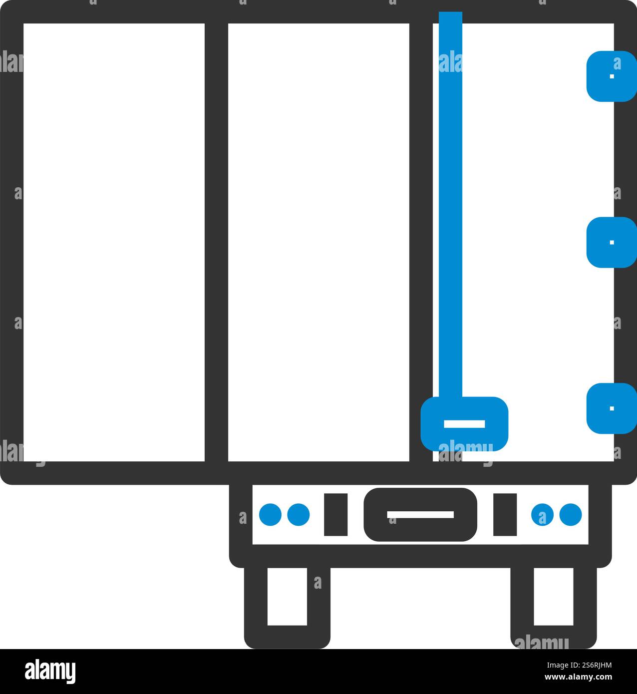 Icona Vista posteriore rimorchio motrice. Contorno grassetto modificabile con disegno riempimento colore. Illustrazione vettoriale. Illustrazione Vettoriale