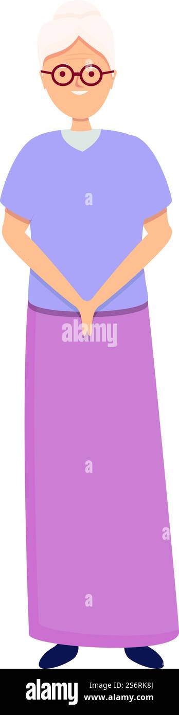 Vettore cartoni animati icona nonna sana. Donna anziana. Vecchia nonna. Vettore cartoni animati icona nonna sana. Donna anziana Illustrazione Vettoriale
