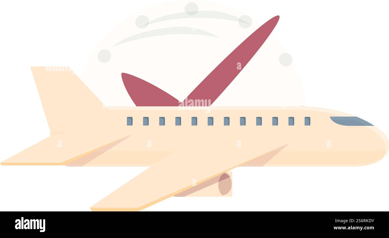 Vettore cartoni animati con icona di ritardo del jet aereo. Il sonno del volo. Tempo di viaggio. Vettore cartoni animati con icona di ritardo del jet aereo. Il sonno del volo Illustrazione Vettoriale