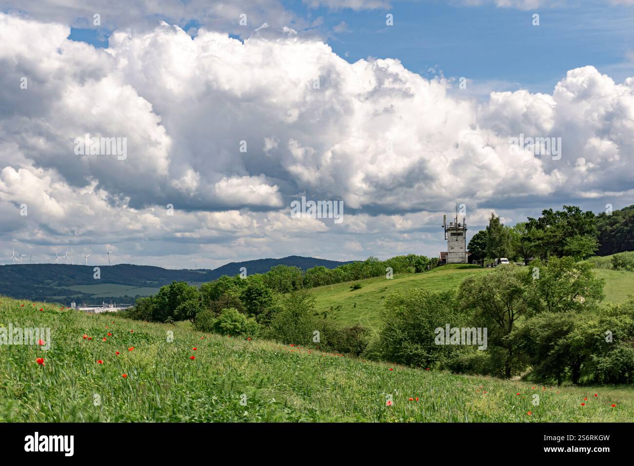 Ex torre di confine della RDT vicino a Ifta, Turingia, Germania Foto Stock