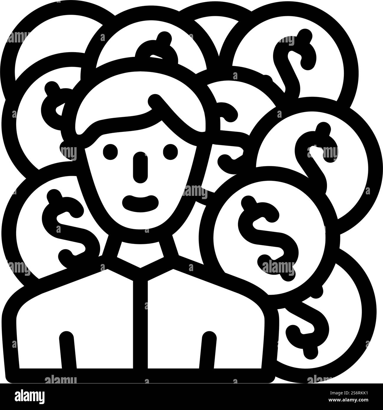 vettore icona linea manager che guadagna denaro. firma del manager che guadagna denaro. illustrazione nera del simbolo del contorno isolato. illustrazione vettoriale dell'icona della linea del manager che guadagna denaro Illustrazione Vettoriale