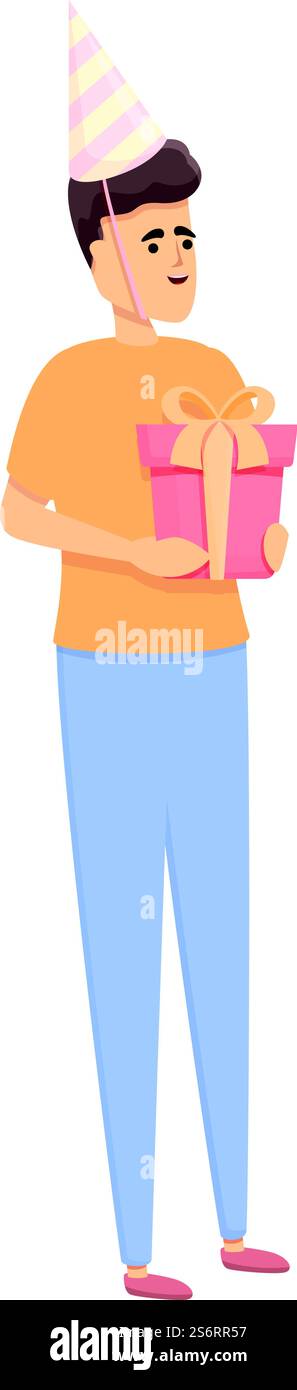 Papà con un vettore cartoni animati icona regalo. Papà compleanno. Padre felice. Papà con un vettore cartoni animati icona regalo. Papà compleanno Illustrazione Vettoriale