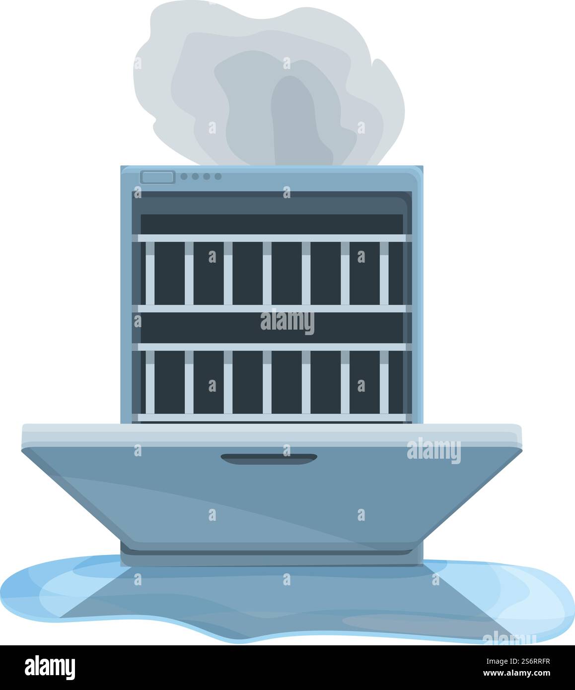 Riparare il vettore del cartone animato dell'icona della lavastoviglie aperta. Casa famiglia. Apparecchio rotto. Riparare il vettore del cartone animato dell'icona della lavastoviglie aperta. Casa famiglia Illustrazione Vettoriale