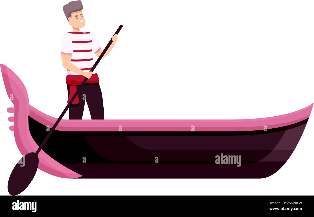 Vecchio vettore cartoni animati icona gondoliere. Gondola di Venezia. Viaggi in Italia. Vecchio vettore cartoni animati icona gondoliere. Gondola di Venezia Illustrazione Vettoriale