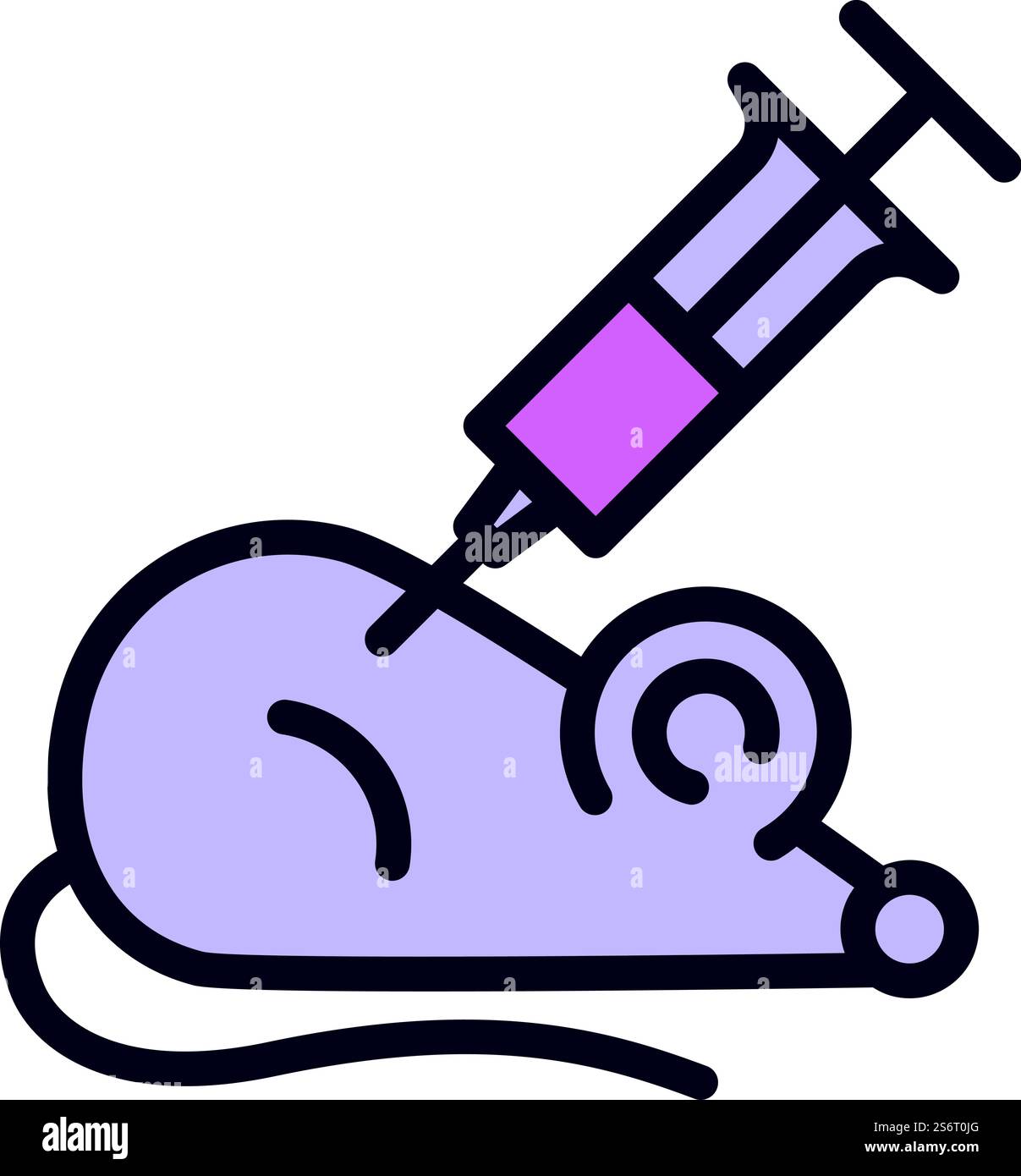 Il vettore del contorno dell'icona genetica del mouse. Gene RNA. Manipolazione umana. Il vettore del contorno dell'icona genetica del mouse. Gene RNA Illustrazione Vettoriale