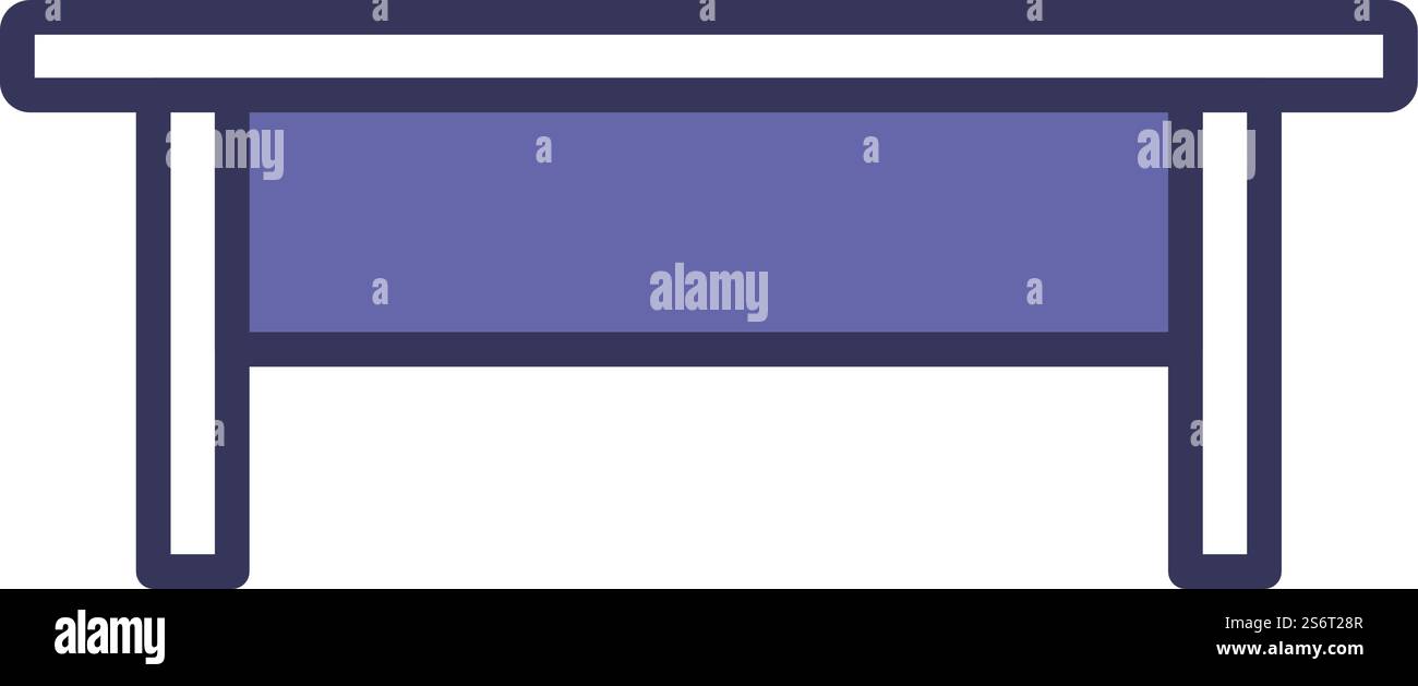 Icona Tavolino. Contorno grassetto modificabile con disegno riempimento colore. Illustrazione vettoriale. Illustrazione Vettoriale