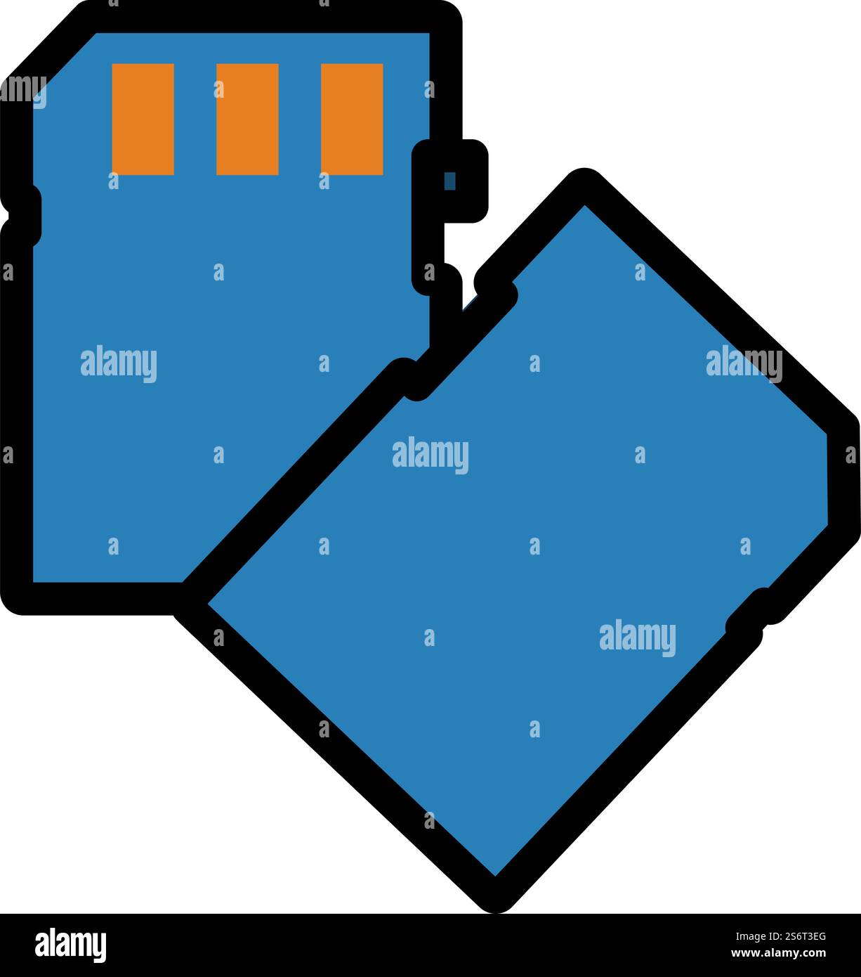 Icona della scheda di memoria. Contorno grassetto modificabile con disegno riempimento colore. Illustrazione vettoriale. Illustrazione Vettoriale