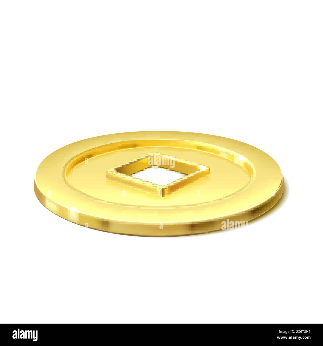 moneta d'oro cina oro contanti vettore realistico 3d. moneta monetaria vettore cinese Illustrazione Vettoriale