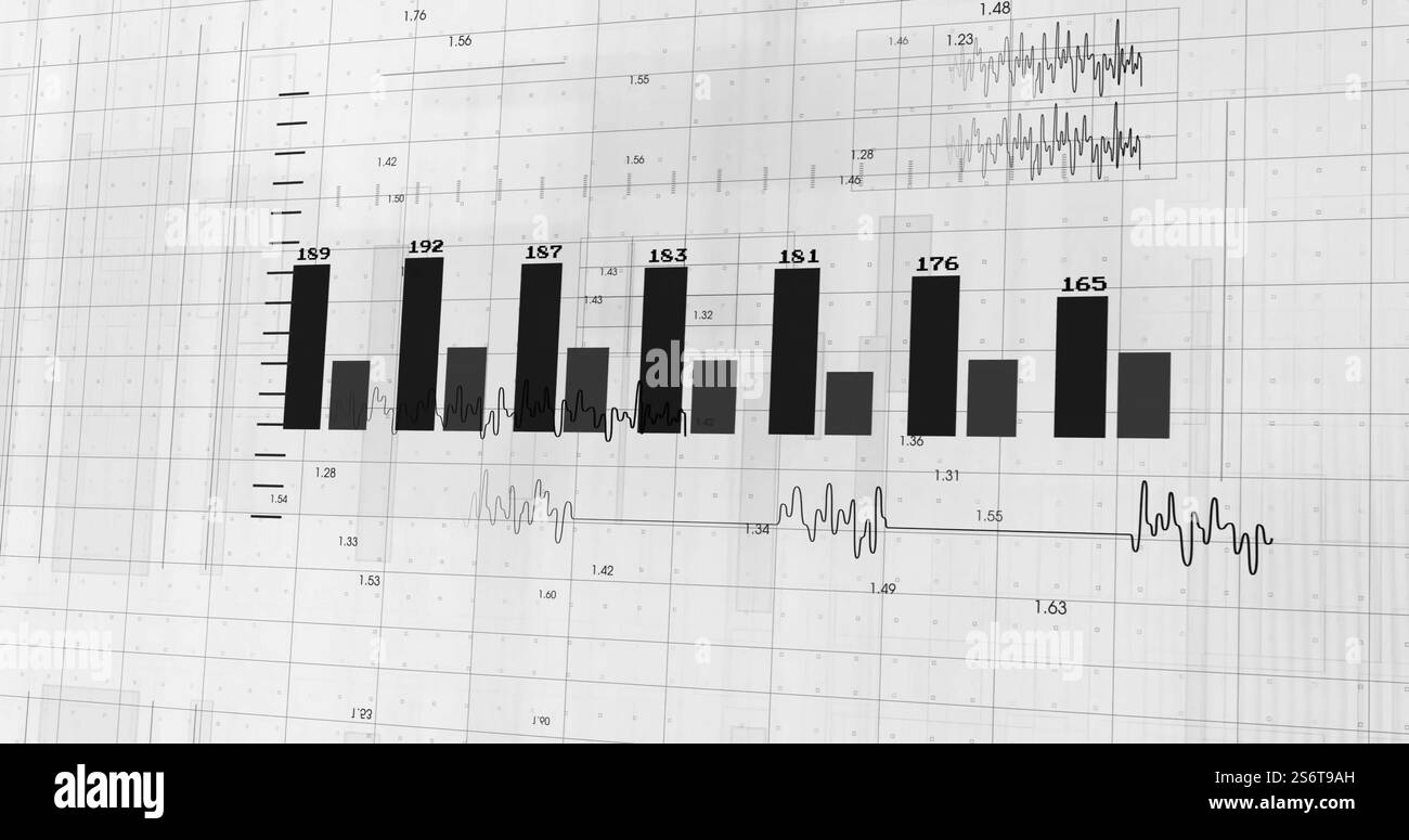 Immagine dell'elaborazione dei dati finanziari su rete Foto Stock