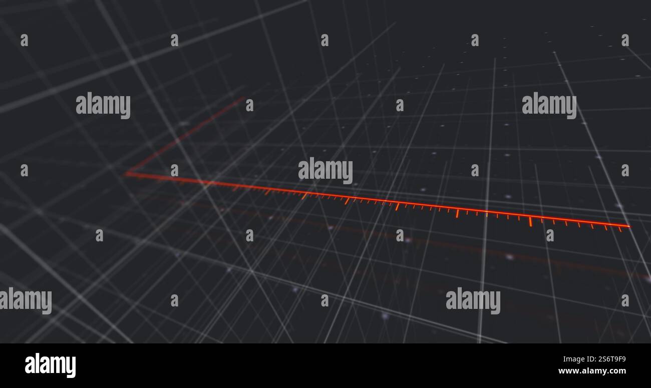 Immagine del grafico a barre e dell'analisi dei dati finanziari su sfondo con griglia scura Foto Stock
