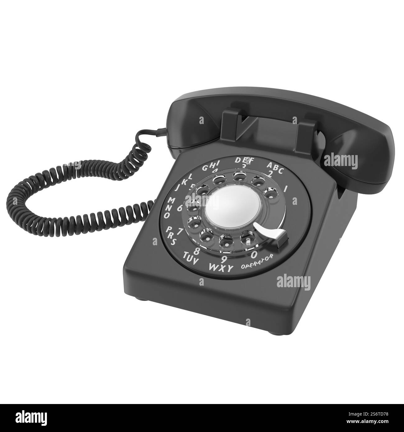 Vecchio telefono , si tratta di un'immagine generata dal computer con rendering 3d. Isolato su bianco. Foto Stock