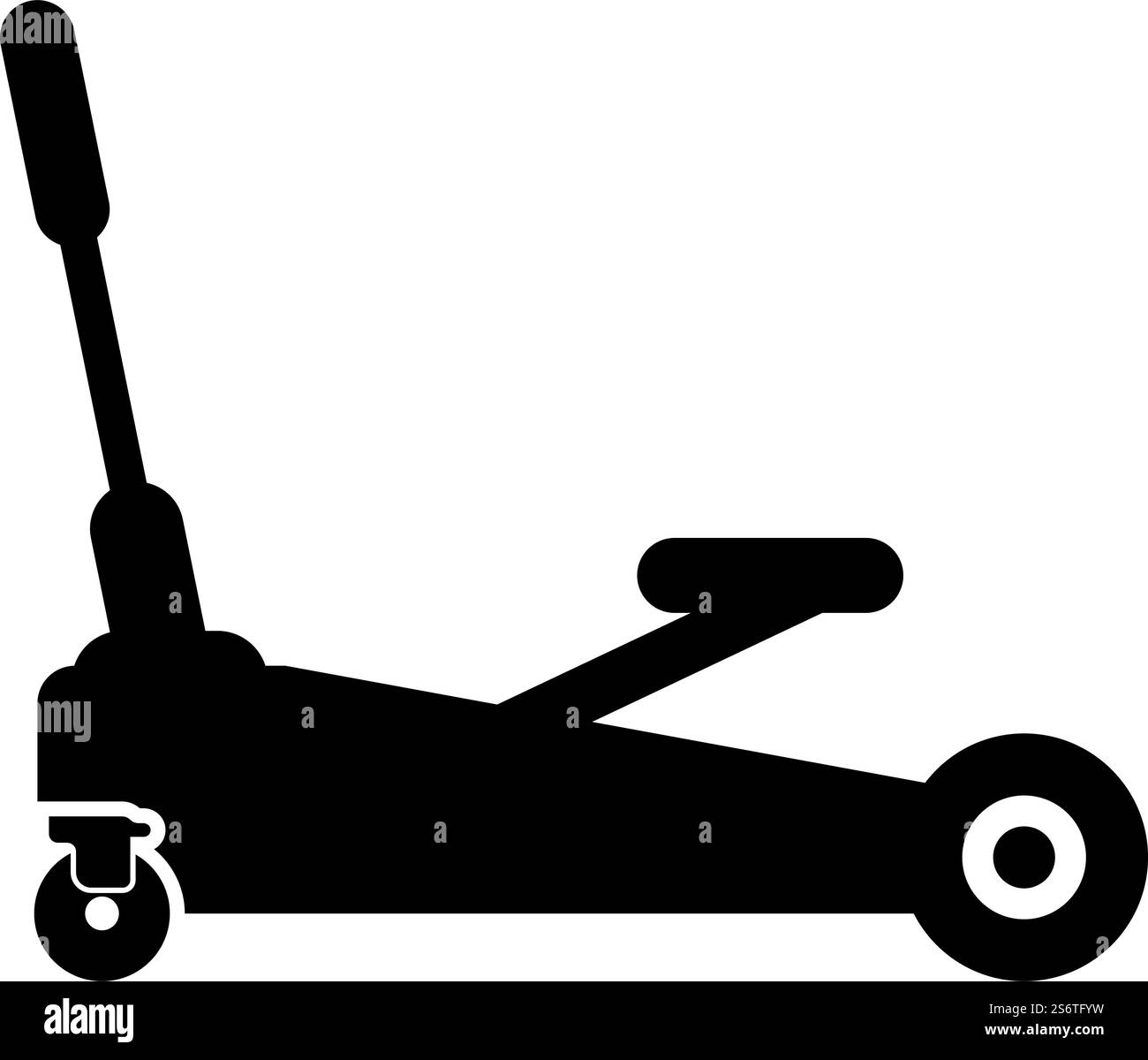 Martinetto di sollevamento auto idraulica su ruote icona servizio di riparazione auto colore nero immagine vettoriale stile piatto semplice. Martinetto di sollevamento auto idraulica su ruote icona servizio riparazione auto colore nero immagine vettoriale stile piatto Illustrazione Vettoriale