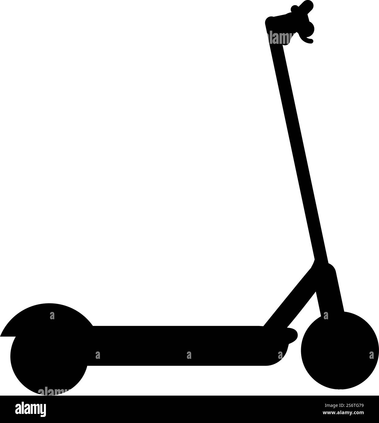 Scooter elettrico tecnologia moderna per il trasporto ecologico per la città icona trotinette colore nero immagine vettoriale stile piatto semplice. Scooter elettrico tecnologia moderna kick eco Transport per la città trotinette icona colore nero immagine vettoriale stile piatto Illustrazione Vettoriale