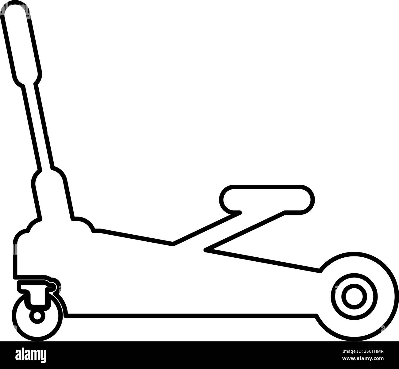 Martinetto di sollevamento auto su ruote auto riparazione auto contorno icona di colore nero immagine vettoriale sottile stile piatto semplice. Martinetto di sollevamento auto su ruote auto riparazione auto contorno icona di colore nero immagine vettoriale sottile e piatta Illustrazione Vettoriale