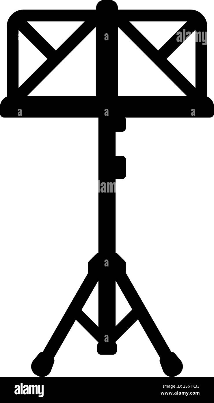 Supporto musicale, icona cavalletto da lettura, immagine vettoriale di colore nero, stile piatto semplice. Supporto musicale, icona cavalletto da lettura, colore nero, immagine vettoriale, stile piatto Illustrazione Vettoriale