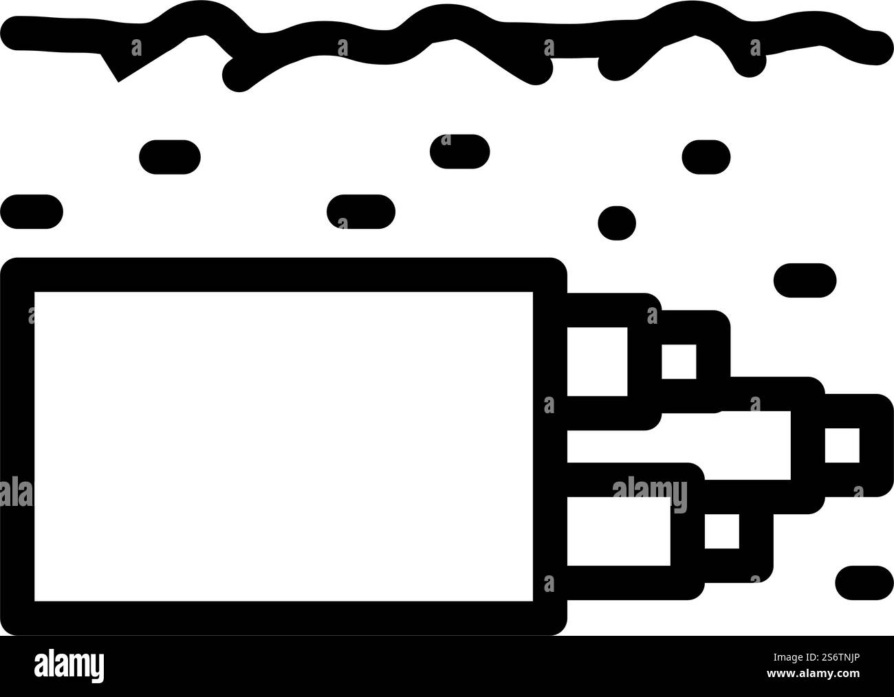 icona vettoriale della linea di cavi sotterranea. segnaletica per cavi sotterranei. illustrazione nera del simbolo del contorno isolato. illustrazione vettoriale dell'icona della linea dei cavi sotterranei Illustrazione Vettoriale