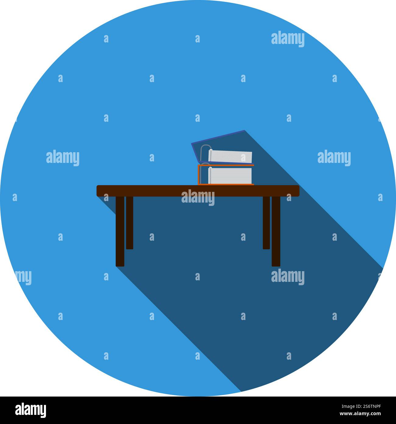 Icona di Office Low Table. Design a matita circolare piatta con ombra lunga. Illustrazione vettoriale. Illustrazione Vettoriale